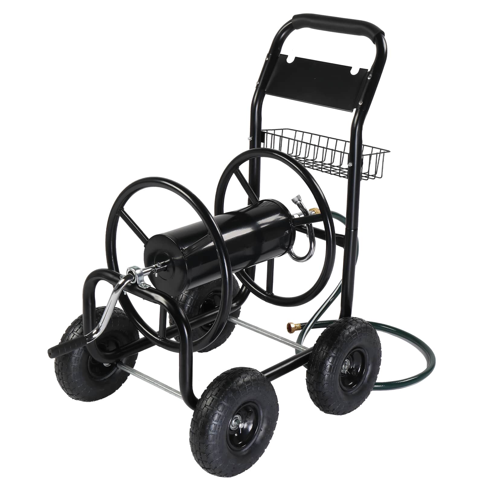 Winado - Garden Hose Reel Cart, Lawn Water Planting Cart with Wheels, Heavy Duty Outdoor Yard Water Planting Truck with Basket