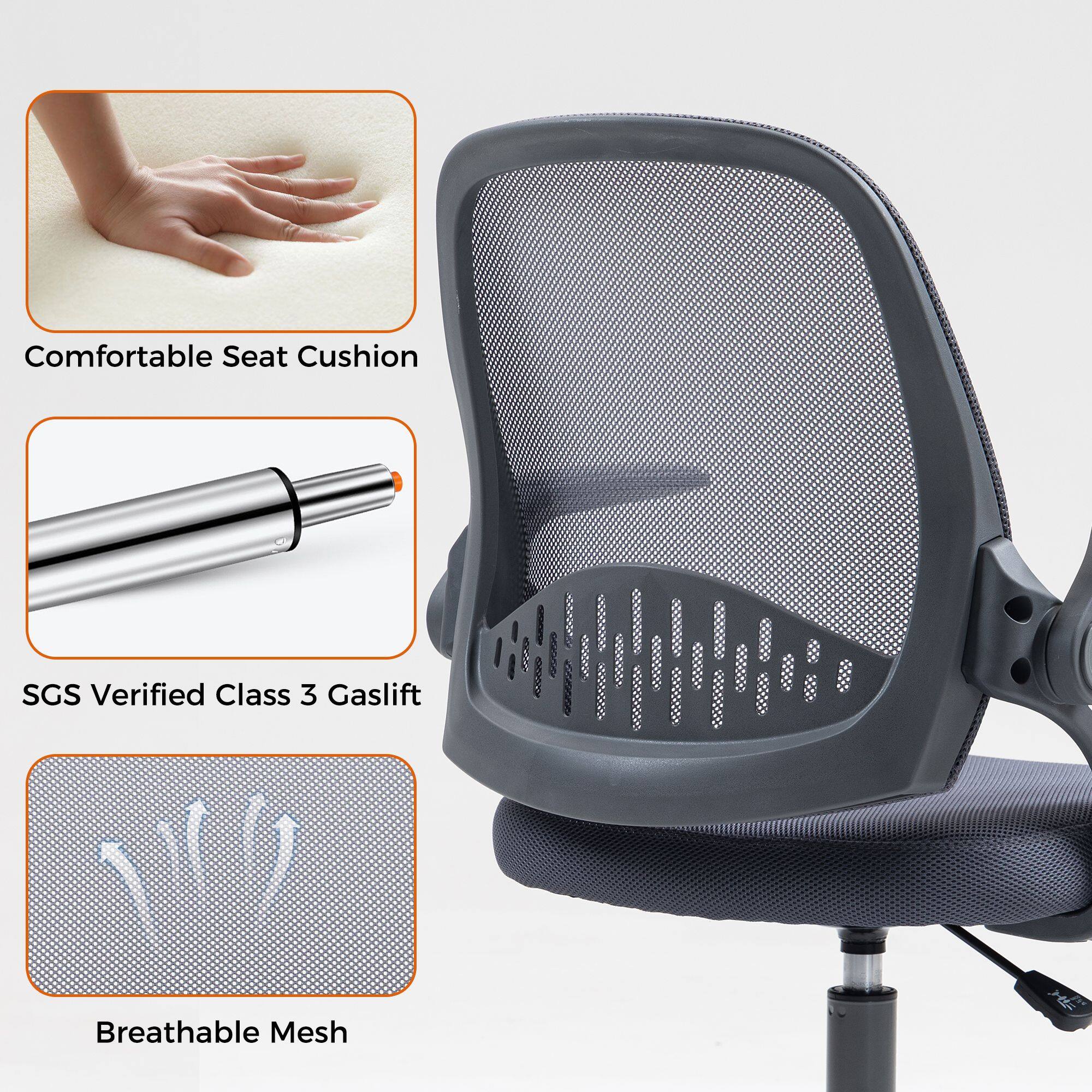 Comfortable Seat Cushion  
SGS Verified Class 3 Gaslift  
Breathable Mesh