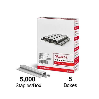 Staples Standard Staples  
1/4" x 6" 35 mm  
25,000 Staples  
ST58092  
5,000 Staples/Box  
5 Boxes