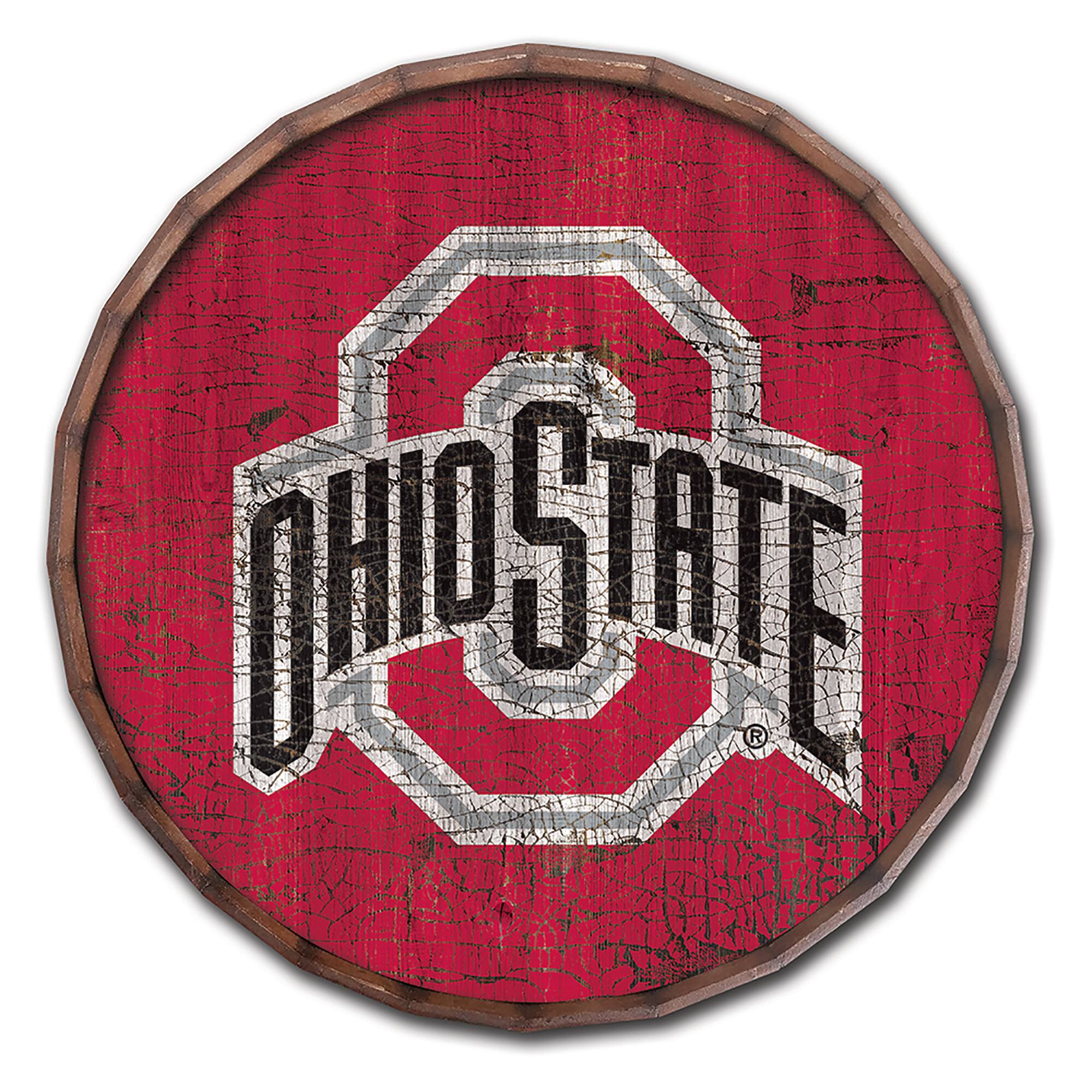 Ohio State Buckeyes 24" Cracked Color Barrel Top Sign