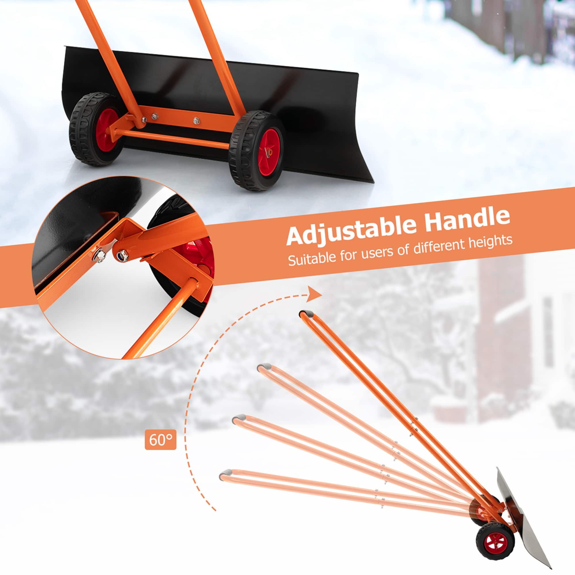 Adjustable Handle of different heights Suitable for users of 60 inches.