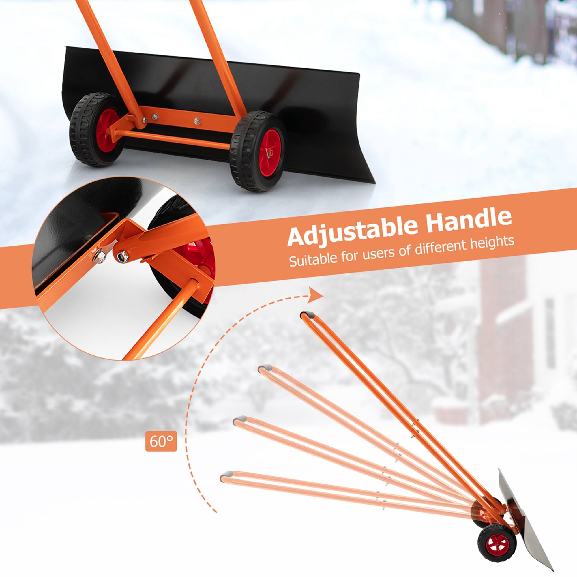 Adjustable Handle of different heights Suitable for users of 60 inches.