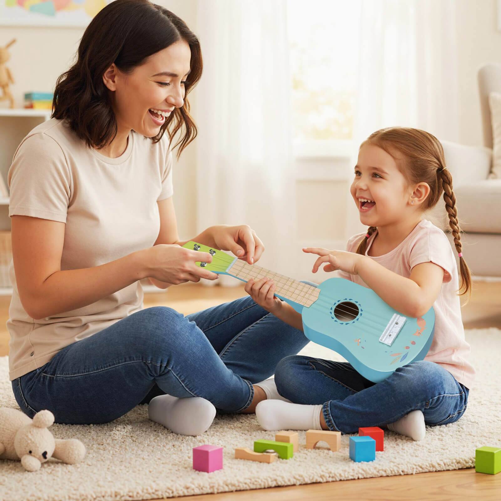 Alt View 4. Costway - Costway 21 Inch Ukulele Guitar for Kids, 4 Strings Mini Ukulele with Basswood Body for 3+ Years Old - Light Blue.