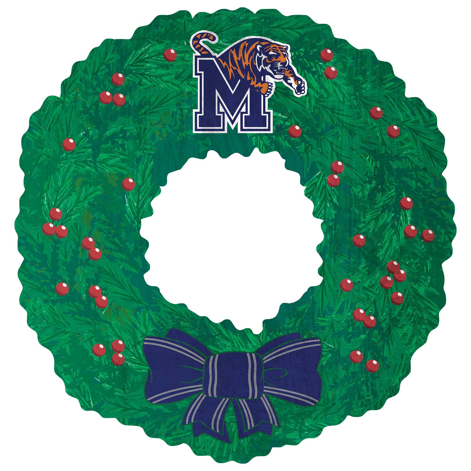 Front. Fan Creations - Memphis Tigers 16'' Team Wreath Sign - Green.