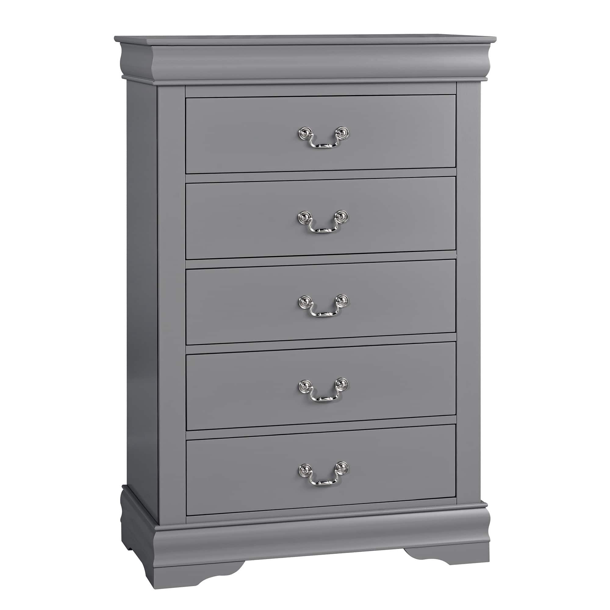 Vaczon - Modern Solid Wood Chest with English Dovetail Drawers Storage for Bedroom, Living Room or Hallway Organization - Gray