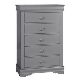 Vaczon - Modern Solid Wood Chest with English Dovetail Drawers Storage for Bedroom, Living Room or Hallway Organization - Gray