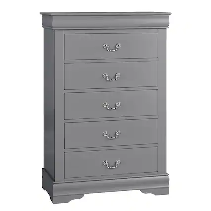 Front. Vaczon - Modern Solid Wood Chest with English Dovetail Drawers Storage for Bedroom, Living Room or Hallway Organization - Gray.