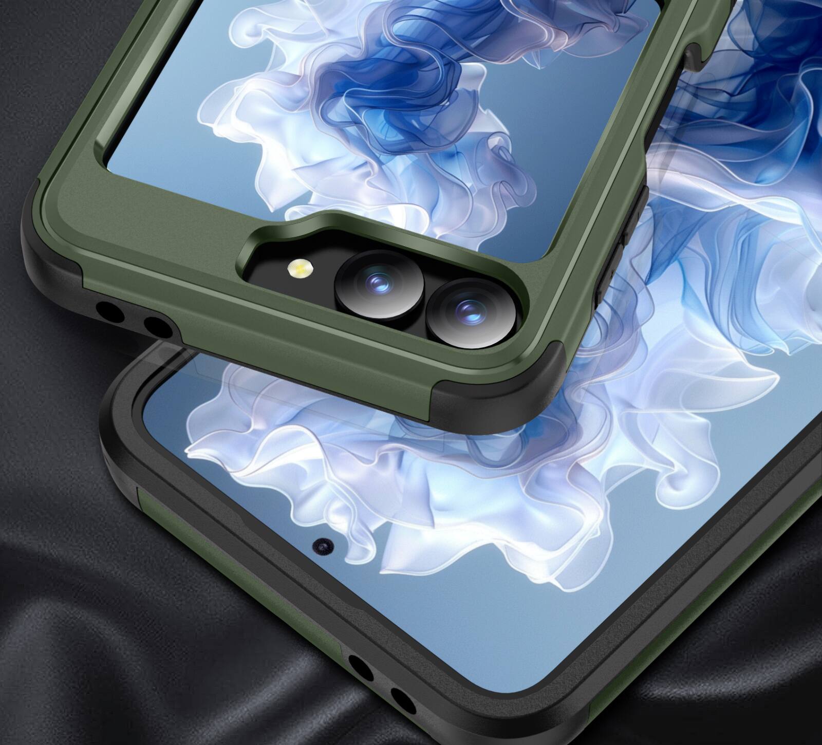 Alt View 9. Nakedcellphone - Rizz Case Combo for Samsung Galaxy Z Flip 6 / Z Flip 7 FE - Hybrid Cover and Belt Clip Holster Holder Combination - Olive.