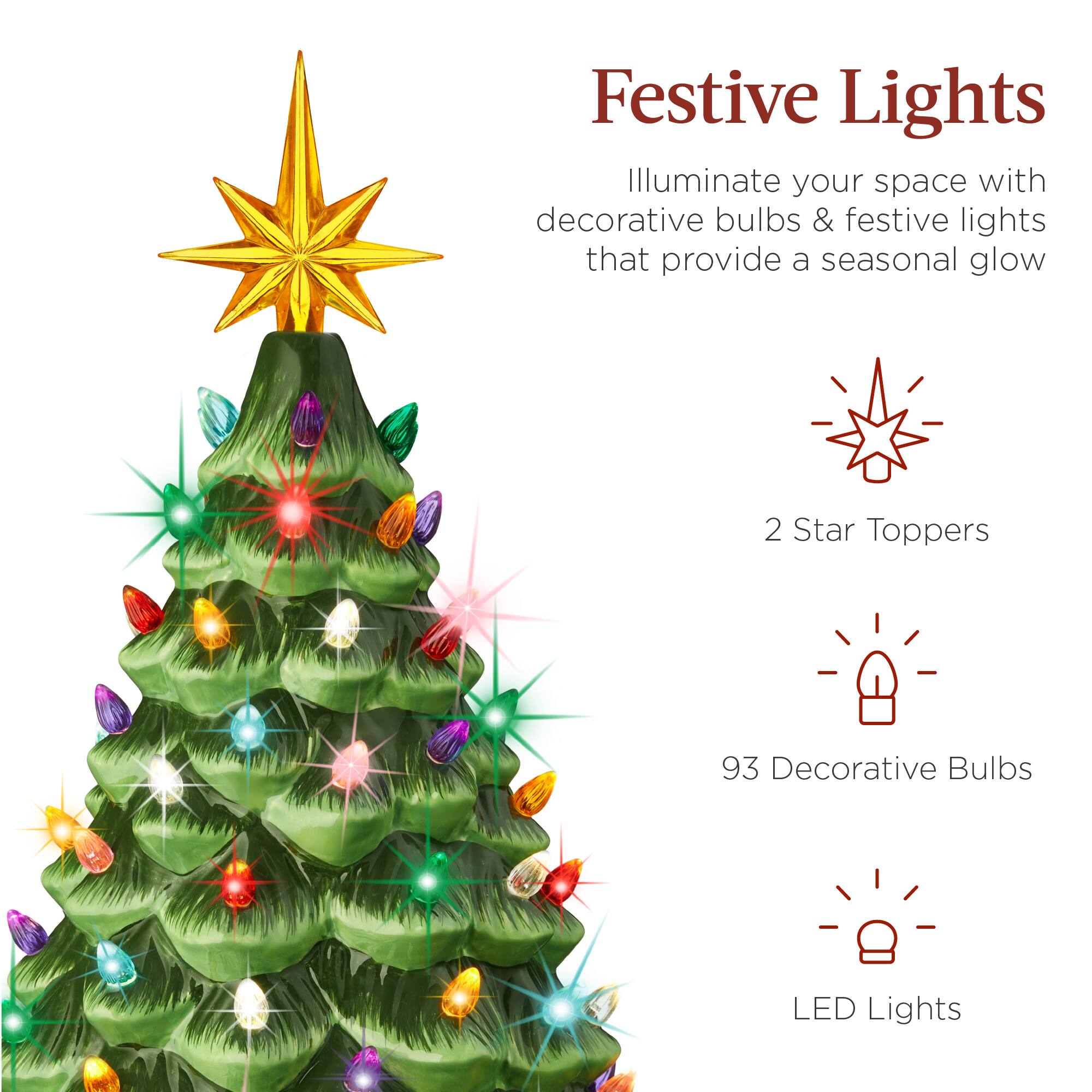 Festive Lights

Illuminate your space with decorative bulbs & festive lights that provide a seasonal glow

2 Star Toppers

93 Decorative Bulbs

LED Lights