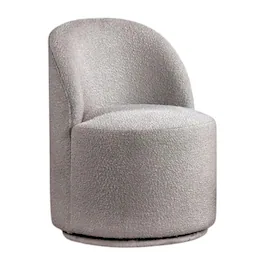 Manhattan Lane - Ager Side Dining Swivel Chair, Curved Barrel Style, Gray Boucle Chenille - Light Gray