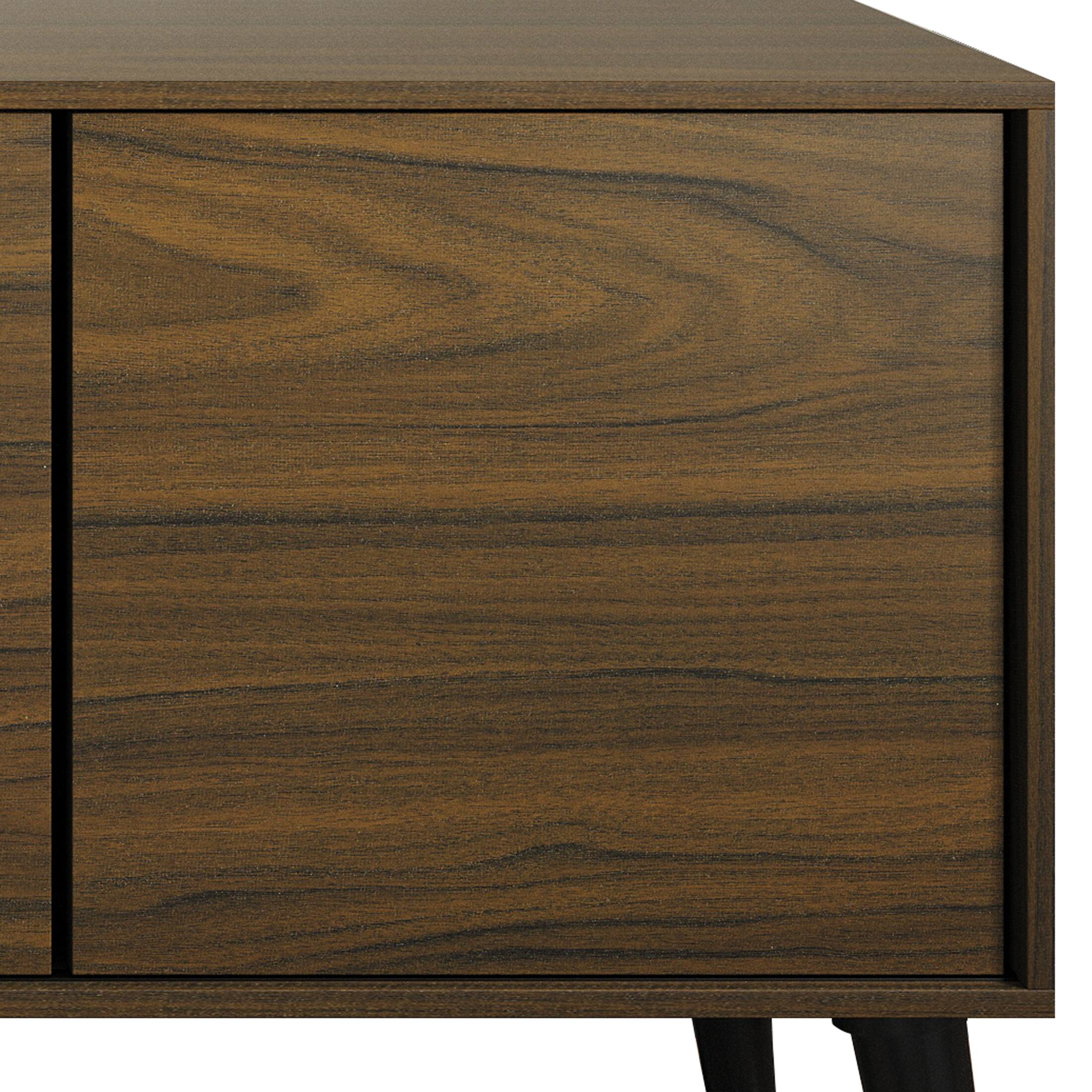 Alt View 5. ChaletPosh - Modern Minimalist TV Console in Wood Finish with Sliding Doors, Brown - Brown.