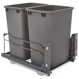 Rev-A-Shelf - Double Pullout Trash Cans 35 qt. with Soft-close, 53WC-1835SCDM-213 - Orion Gray
