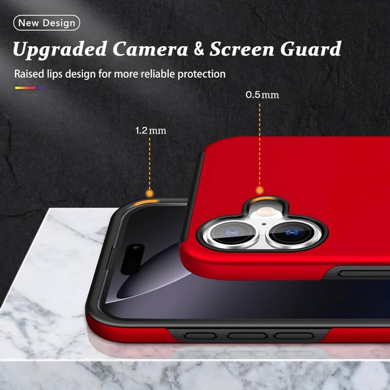 New Design  
Upgraded Camera & Screen Guard  
Raised lips design for more reliable protection  

0.5mm  
1.2 mm