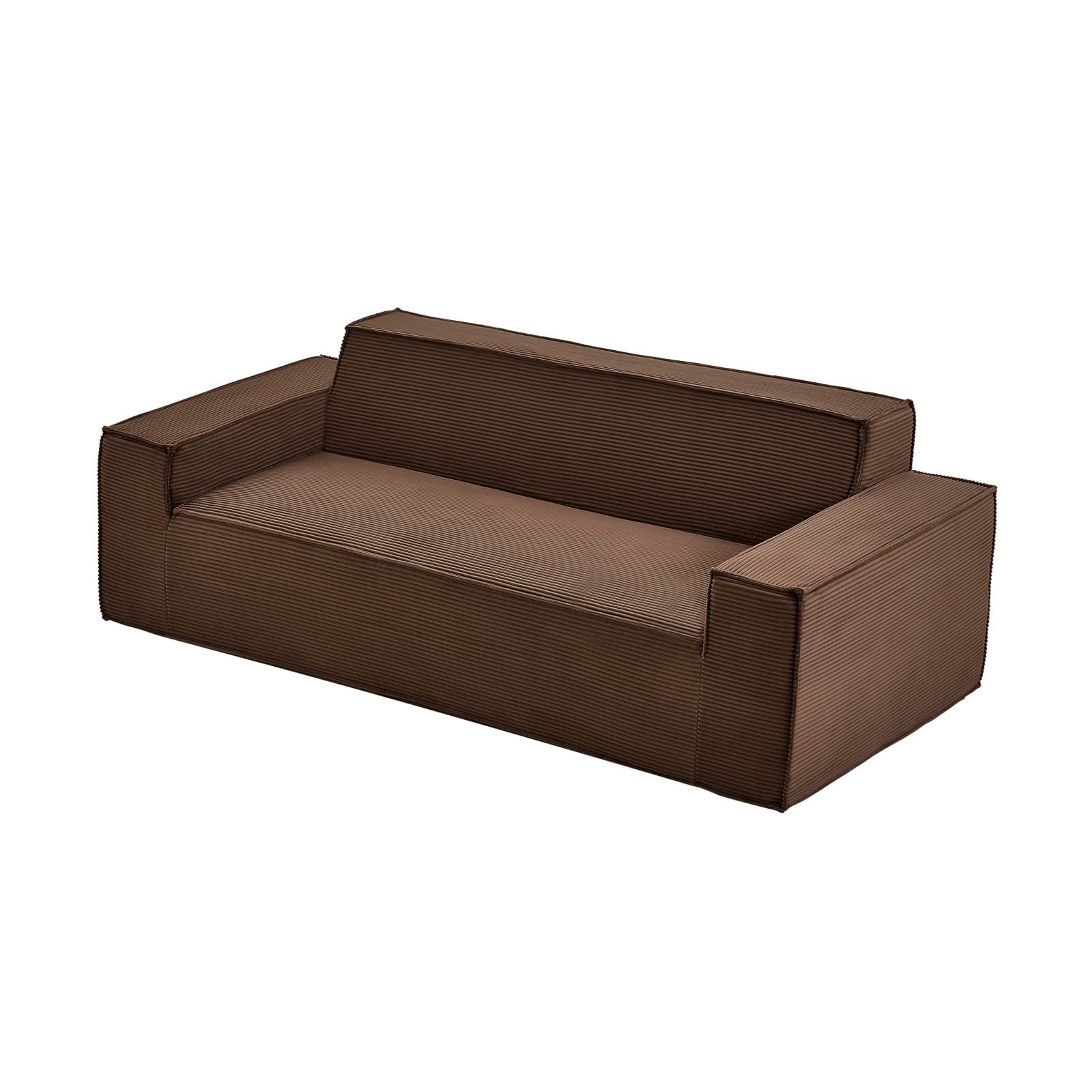 VEVOR - 3-Seater Sofa in a Box, 83-Inch No Assembly Corduroy Couch with Memory Foam, Deep Seats for Living Room - Brown