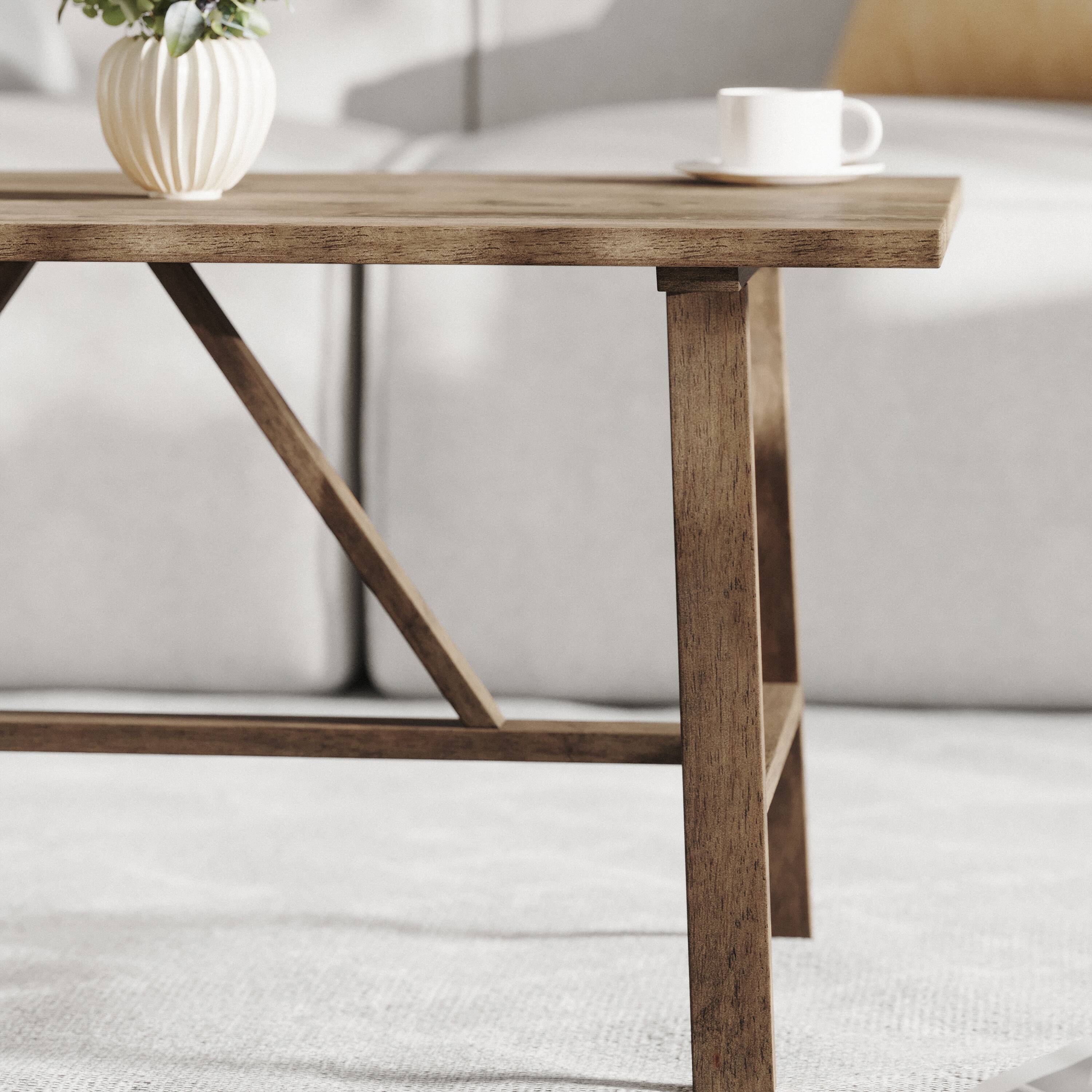 Alt View 4. Flash Furniture - Eli Solid Wood Farmhouse Coffee Table, Trestle Style Accent Table in Rustic Brown - Brown.