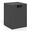 Front. Costway - Costway Propane Tank Cover Table,16Inch Square PE Rattan Gas Tank Storage Box with Flip Lid - Black.