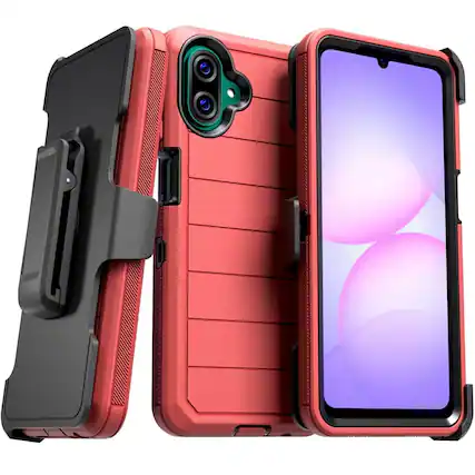 Front. RomeTech - Defender Case for Samsung Galaxy A07 - Black / Red - Red Black.