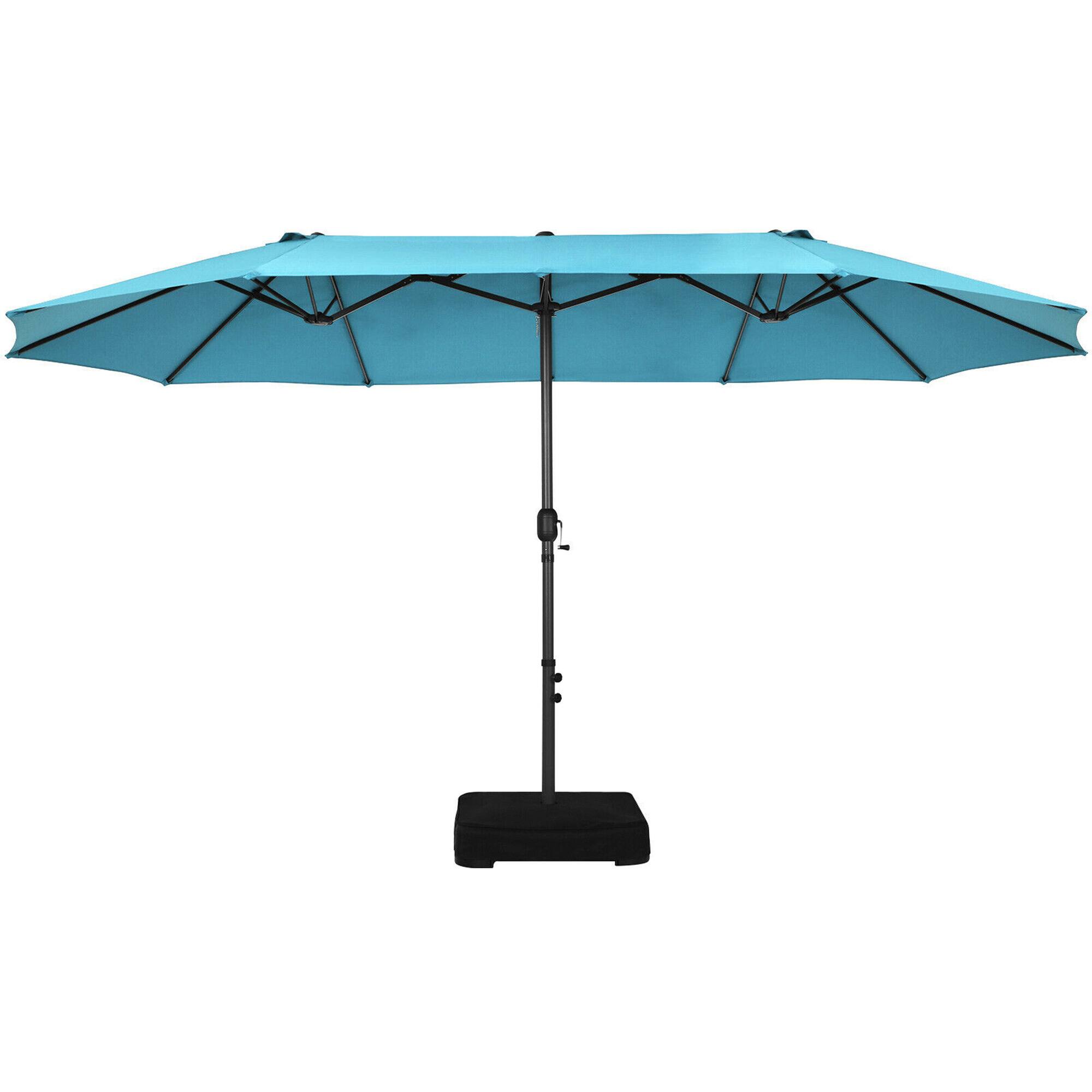 Alt View 6. Gymax - Gymax 15 ft Double-Sided Patio Umbrella Market Twin Umbrella w/ Enhanced Base Turquoise - Turquoise.