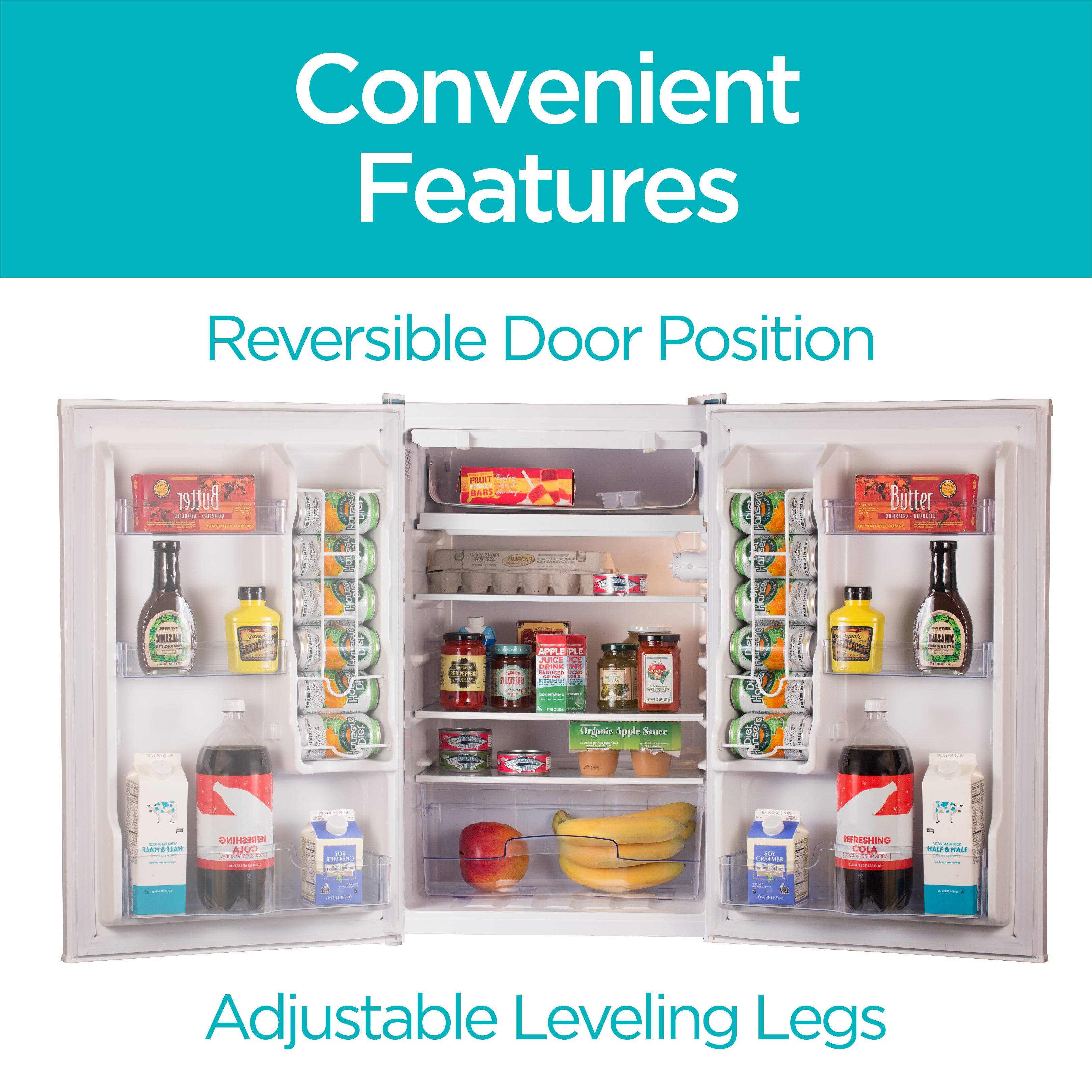 Convenient Features
Reversible Door Position
Adjustable Leveling Legs