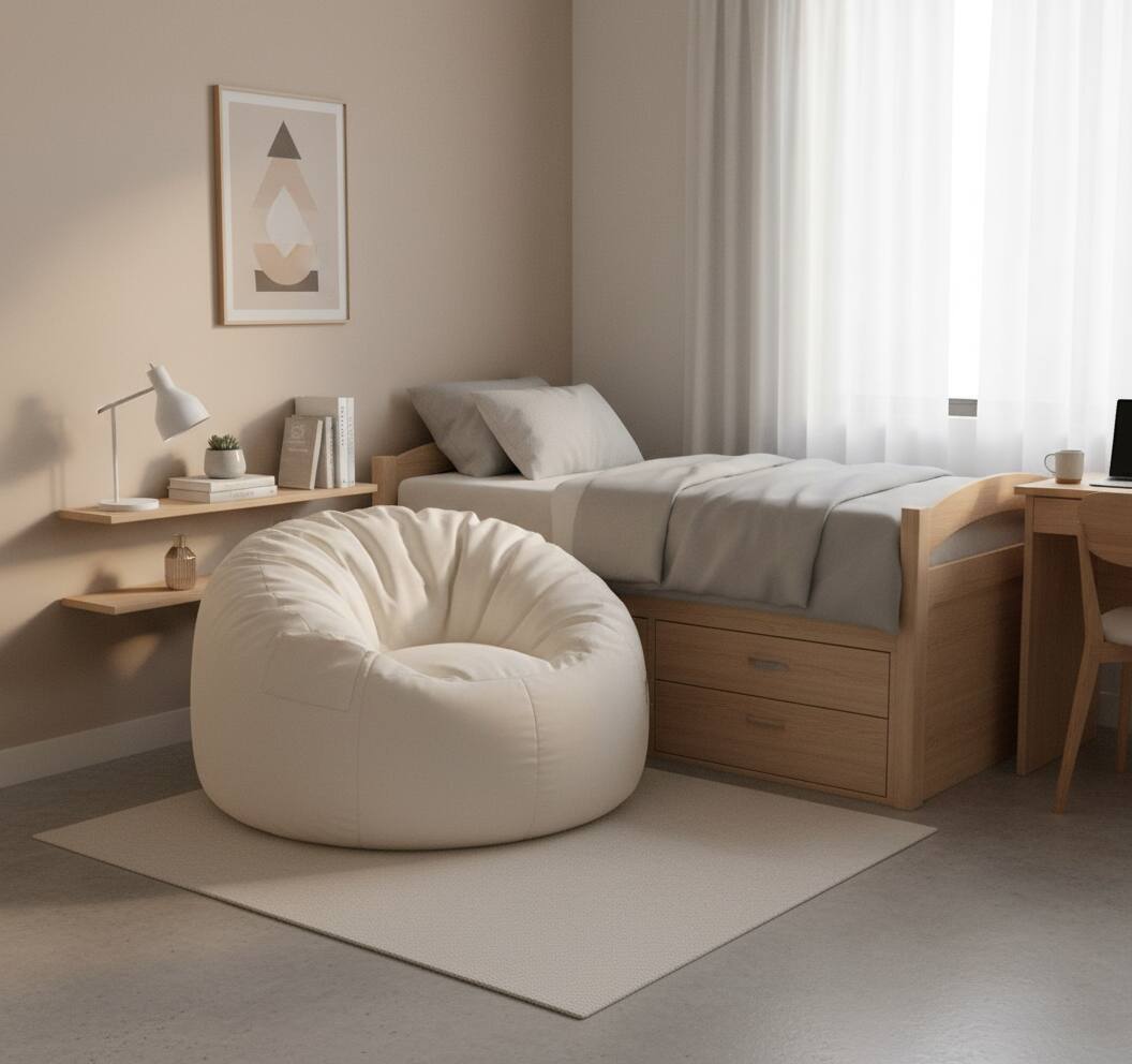 Angle. AOITUN - Large 39" Adult Bean Bag Chair, Cream Waterproof Faux Leather Gaming Lounger with Storage Pocket - Gray.