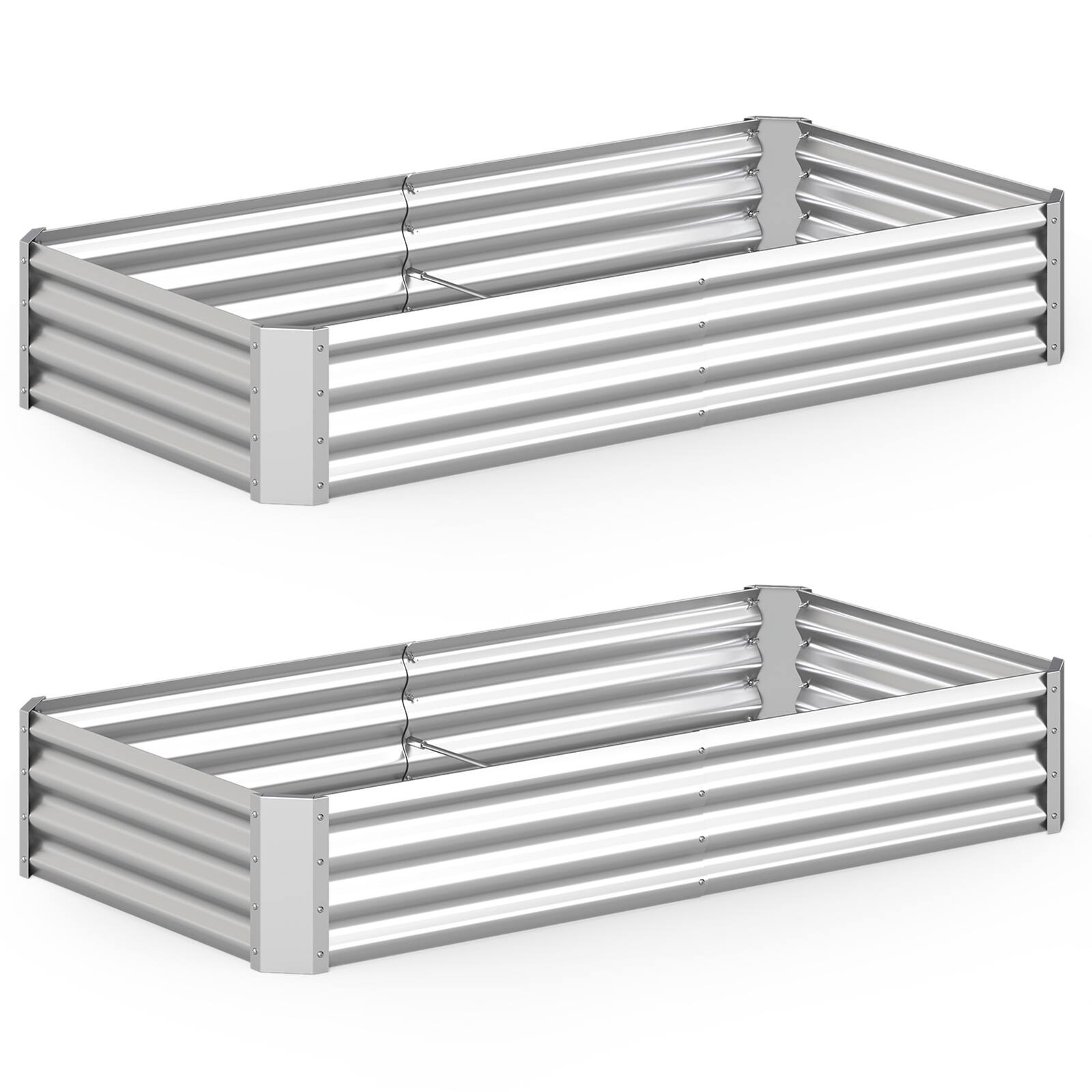 Alt View 9. Gymax - Gymax 2 Pcs Galvanized Raised Garden Bed Rectangular Galvanized Metal Planter Box - Sliver.