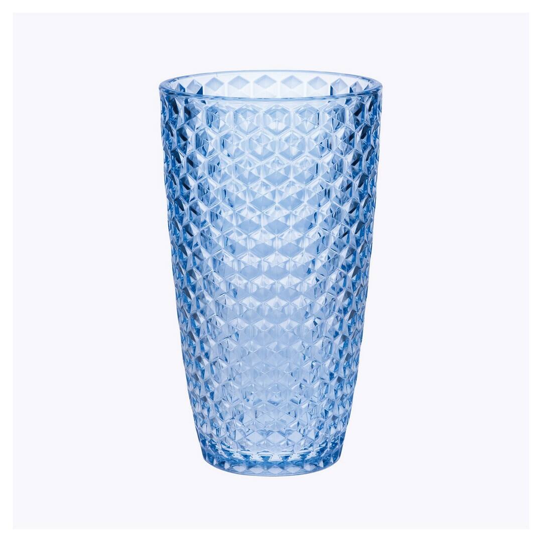 APRILSOUL - Diamond Cut Acrylic Glasses Set of 4 Plastic BPA Free Cocktail Drinkware Water Glasses - Blue