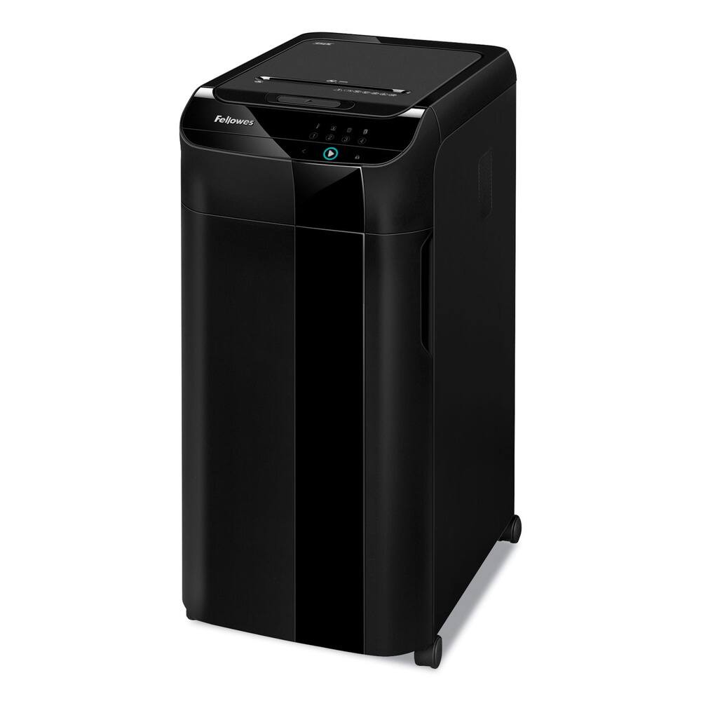 Front. Fellowes - 4964001 AutoMax 350C 350 Auto/12 Manual Sheet Capacity Auto Feed Cross-Cut Shredder - Black.