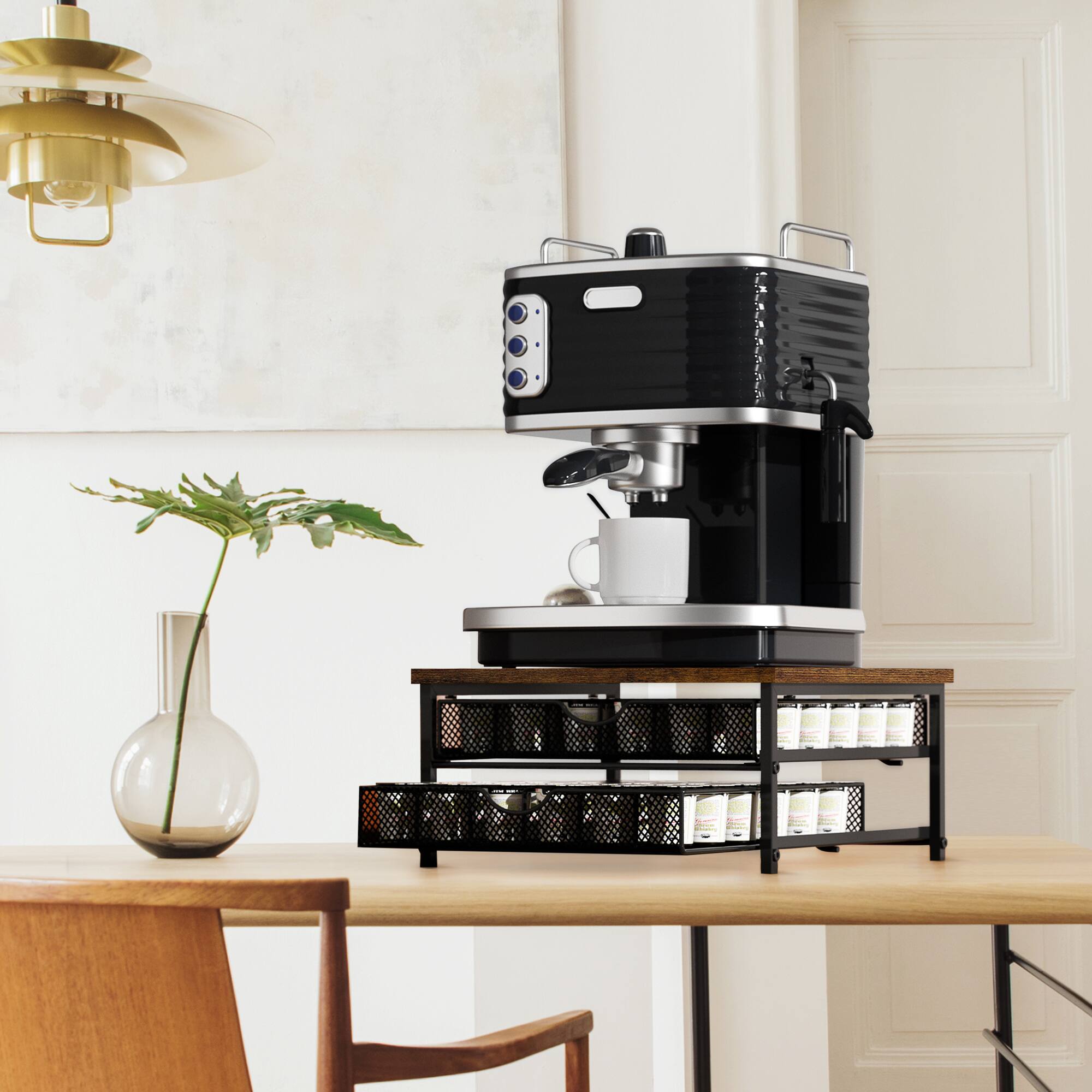 Alt View 2. Oumilen - 2-Tier Coffee Pod Storage Drawer with Rustic Wood Top.