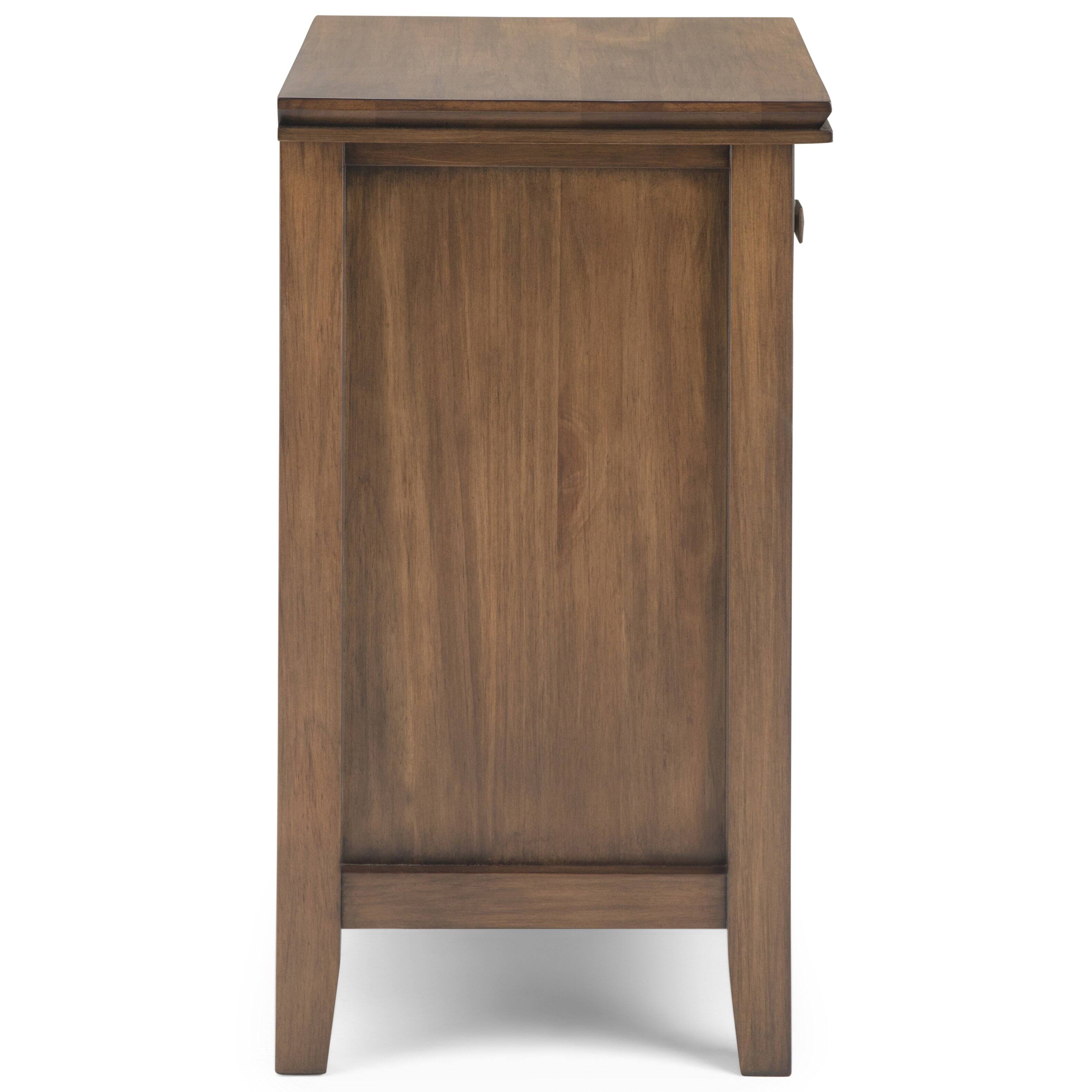 Back. Simpli Home - Artisan 24 inch Solid Wood Transitional Night Stand in Rustic Natural Aged Brown (Set of 2) - Rustic Natural Aged Brown.