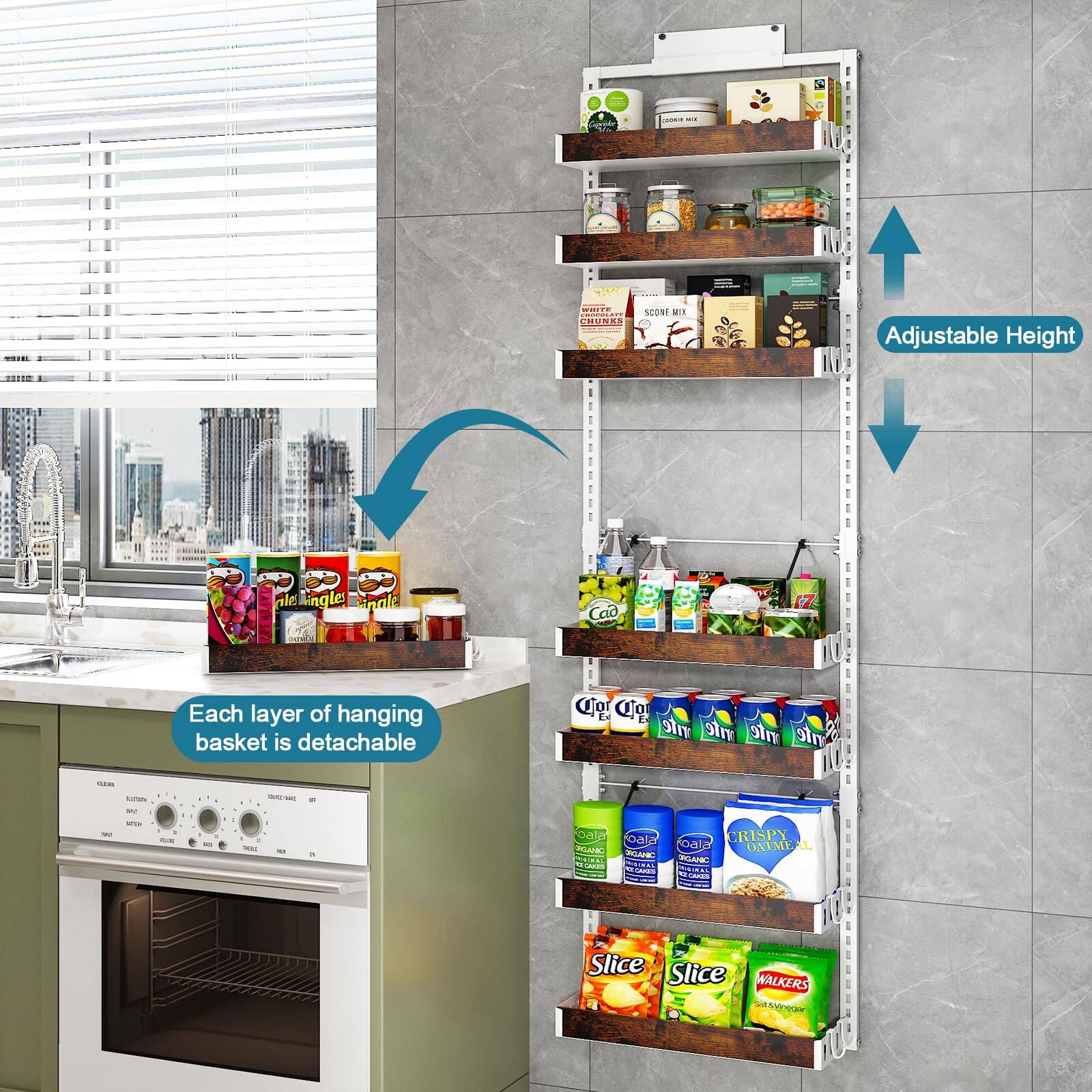 - Adjustable Height
- Each layer of hanging basket is detachable