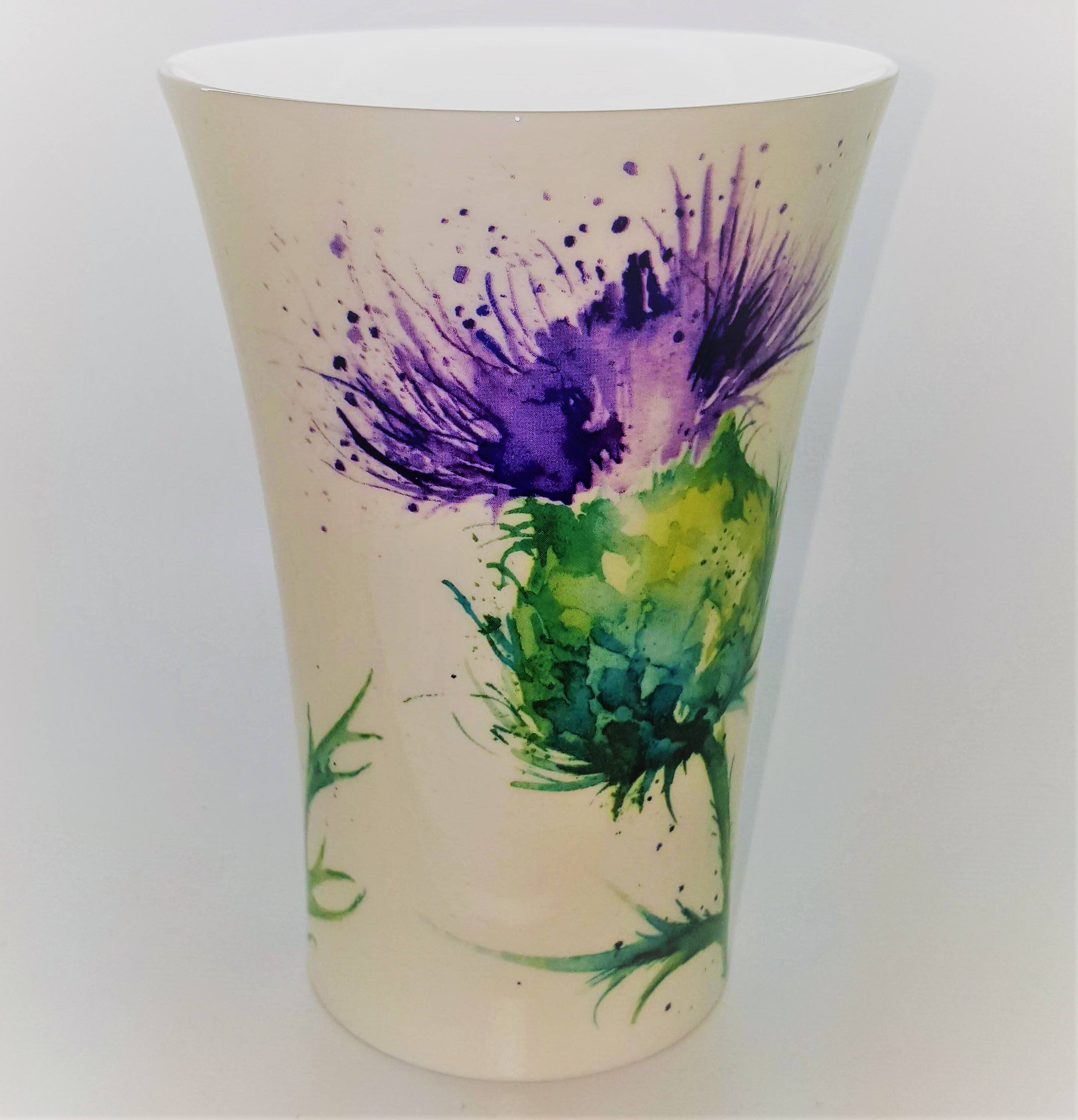 Angle. Jiallo - Roy Kirkham LATTE MUG 600 ML.THISTLES  - Set of 6, Bone China Made in England - Mutli color.