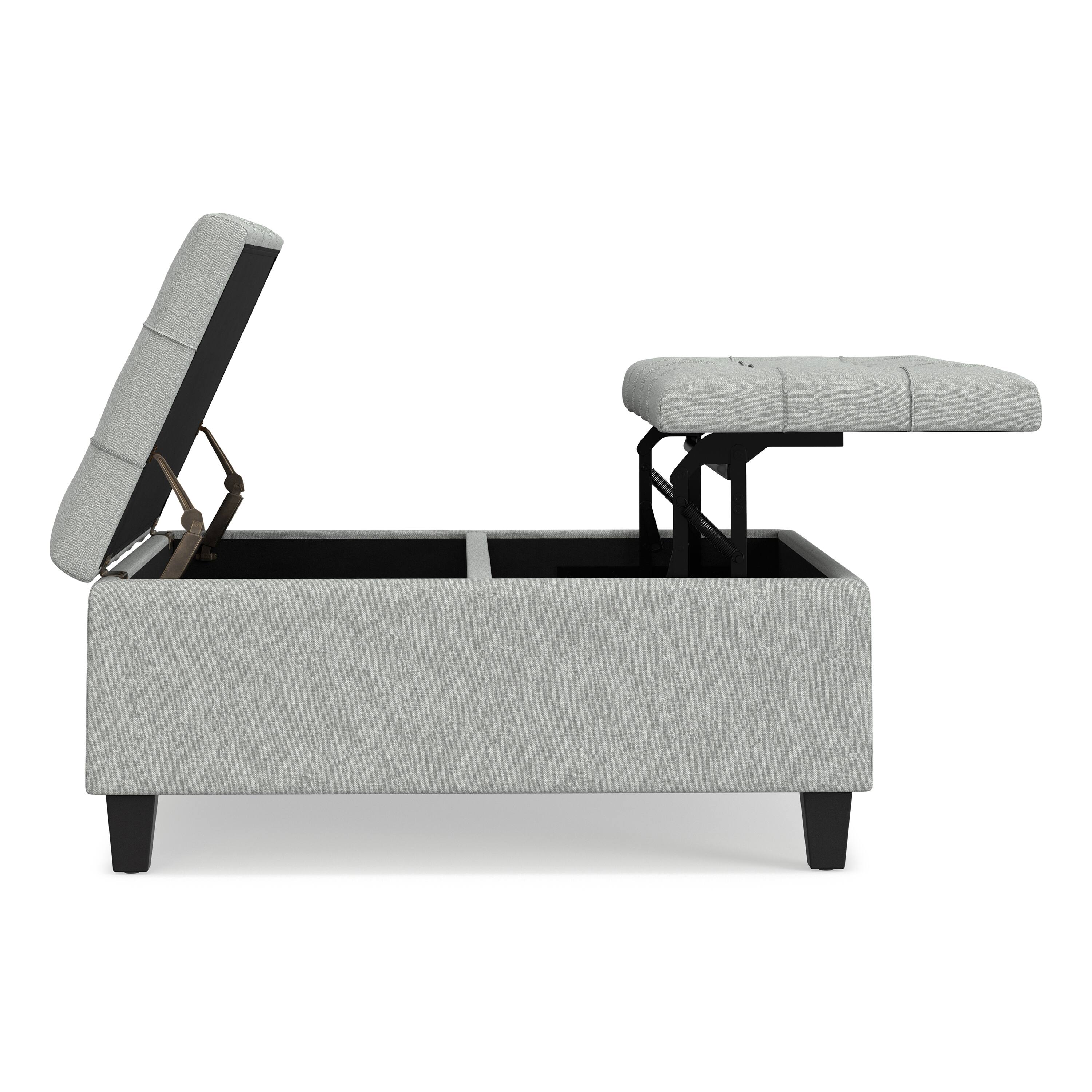 Alt View 1. Simpli Home - Harrison Coffee Table Storage Ottoman - Light Stone Grey.