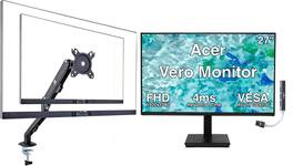 Acer - Vero 27" FHD USB-C Monitor, 4ms Response Time, Anti-Glare, HDMI w/DKZ Hub & Ergoflexy Single Mount Arm - Black
