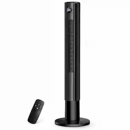 OSTBA - 43'' Tower Fan for Bedroom, 85° Oscillating, 12H Timer - Black