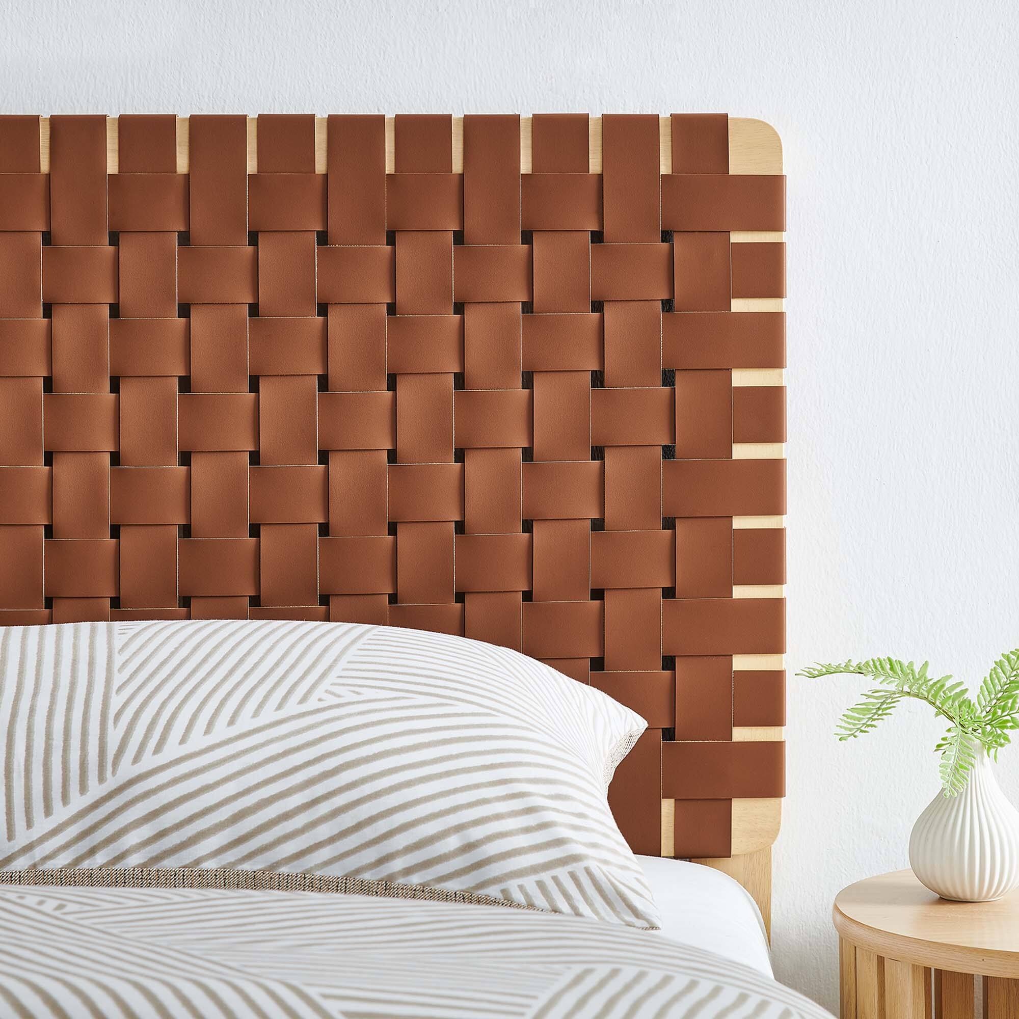 Alt View 5. Modway - Sparta Weave Vegan Leather Twin Headboard by Modway - Brown.