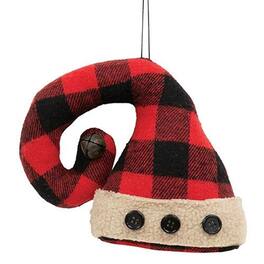 BreeBe - *Red & Black Check Stuffed Santa Hat Ornament - Red, Black