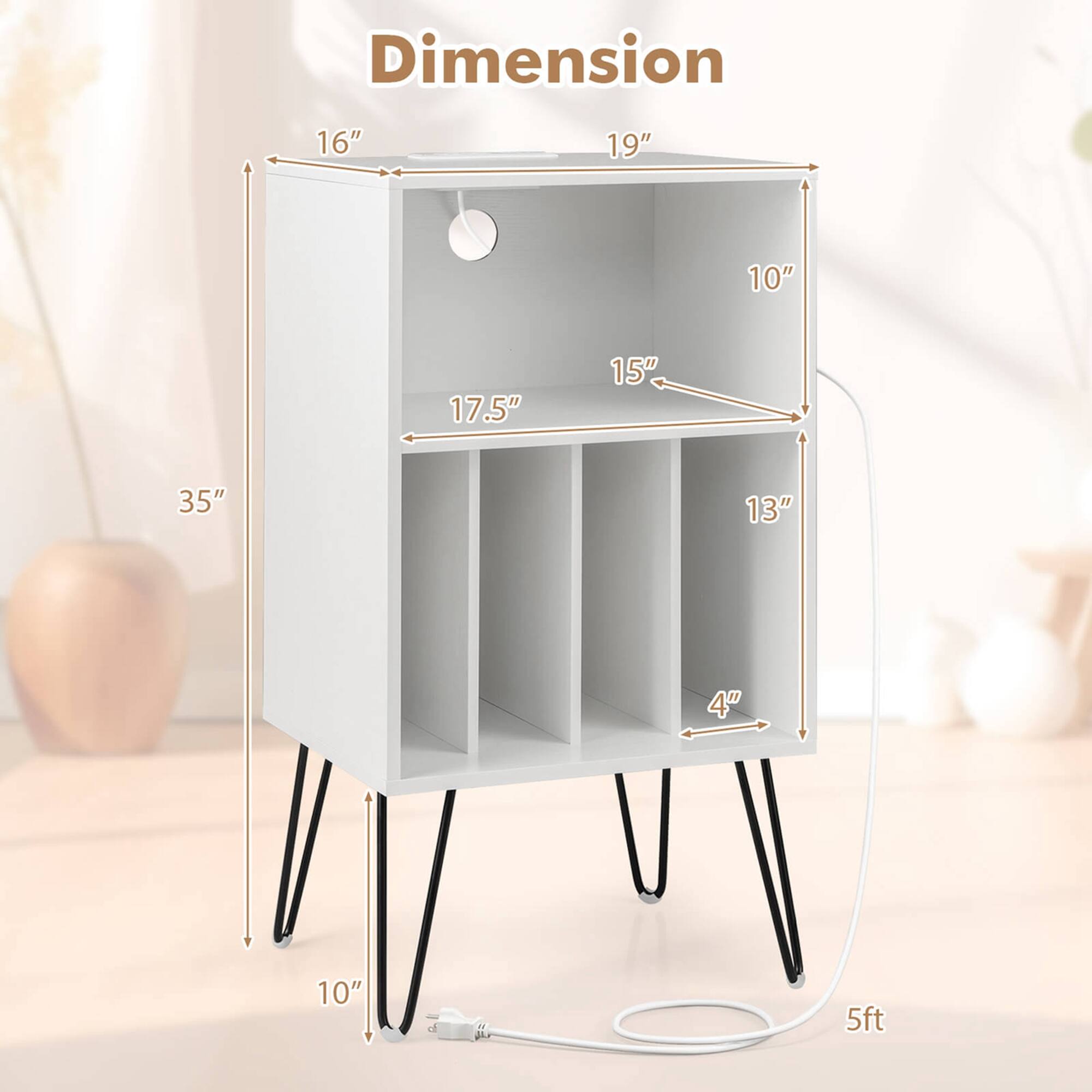 Dimension  
16" x 19" x 10"  
17.5" x 15" x 13"  
4"  
10"  
35"  
5ft