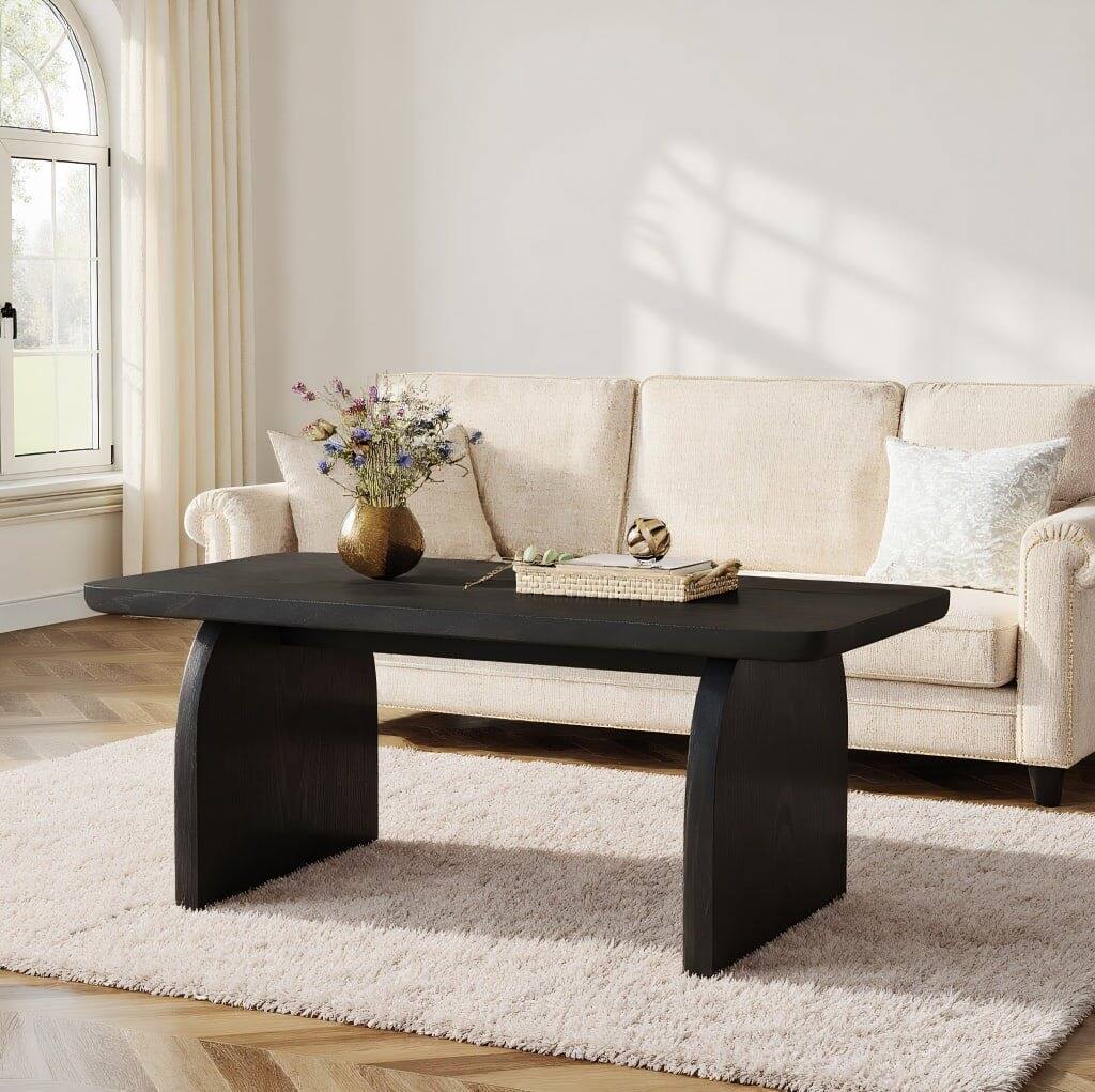 Alt View 1. Kadyn - Kadyn Wooden Rectangular Coffee Table, Modern Living Room Furniture, Stylish Home Decor, Black - Black.