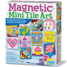 4M - 4M: Magnetic Mini Tile Art - DIY 12 Fridge Magnets Kit, Arts & Craft Set