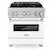 Front. ZLINE - 30 in. Wide 4 Burner Legacy Dual Fuel Range in Satin Stainless Steel w/ White Matte Door (RAS-WM-30) - Matte White.