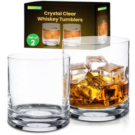 NutriChef - Whiskey Glass Set of 2, 10 Oz Old Fashioned Glasses for Scotch, Cocktail, Rum, Vodka (NGLCPZZ) - Clear