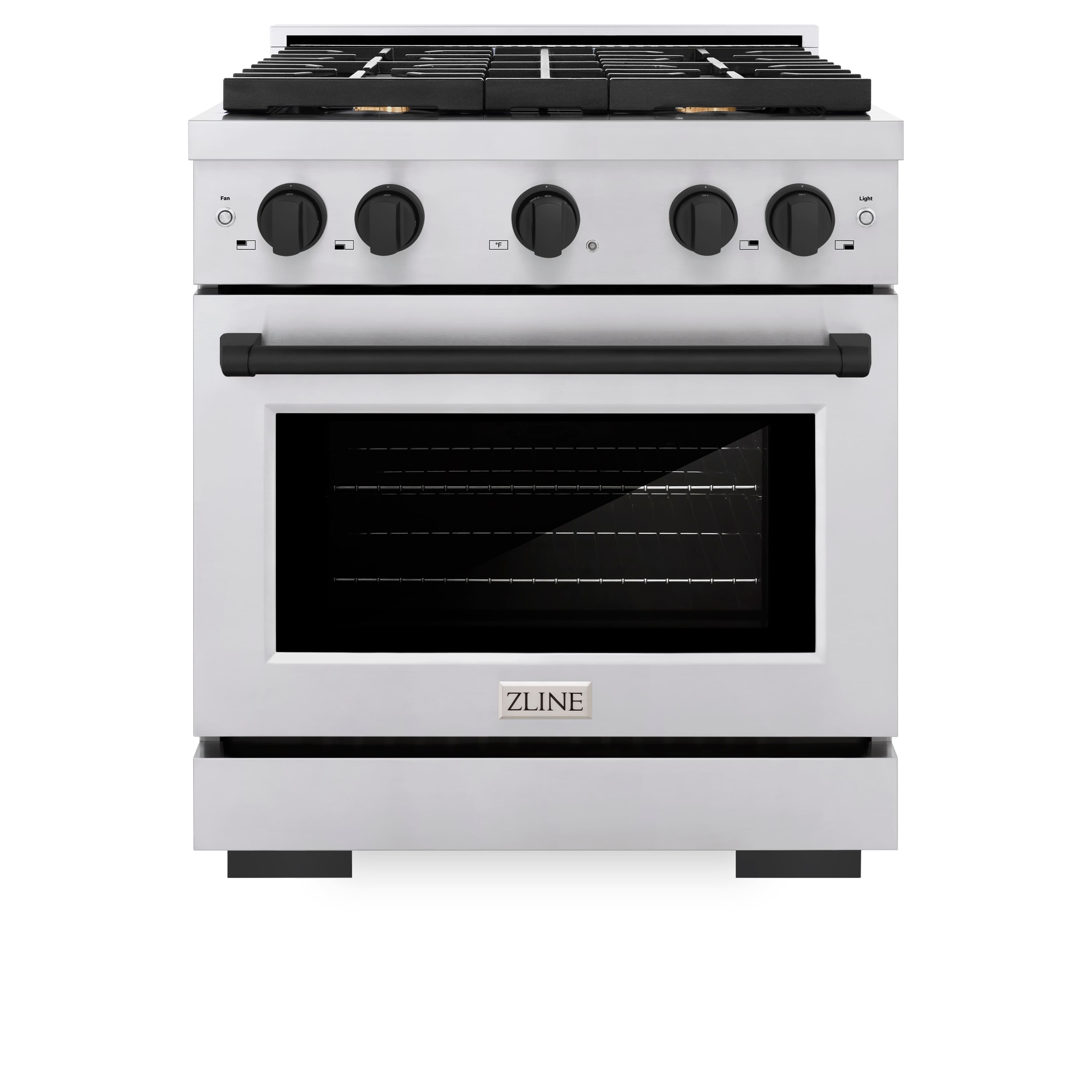 Front. ZLINE - ZLINE Autograph 30" Paramount Dual Fuel Range w/ 4 Burners & Matte Black Accents (SDRZ-30-MB) - Stainless Steel.