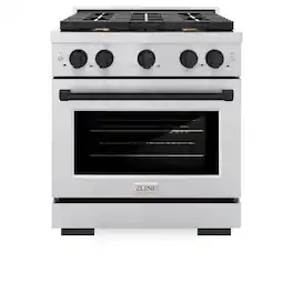 ZLINE - Autograph 30" Paramount Dual Fuel Range w/ 4 Burners & Matte Black Accents (SDRZ-30-MB) - Stainless Steel