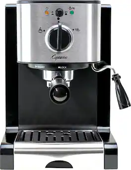 Capresso - EC100 Espresso Machine with 15 bars of pressure, Milk Frother and Thermoblock heating system - Black/Stainless Steel