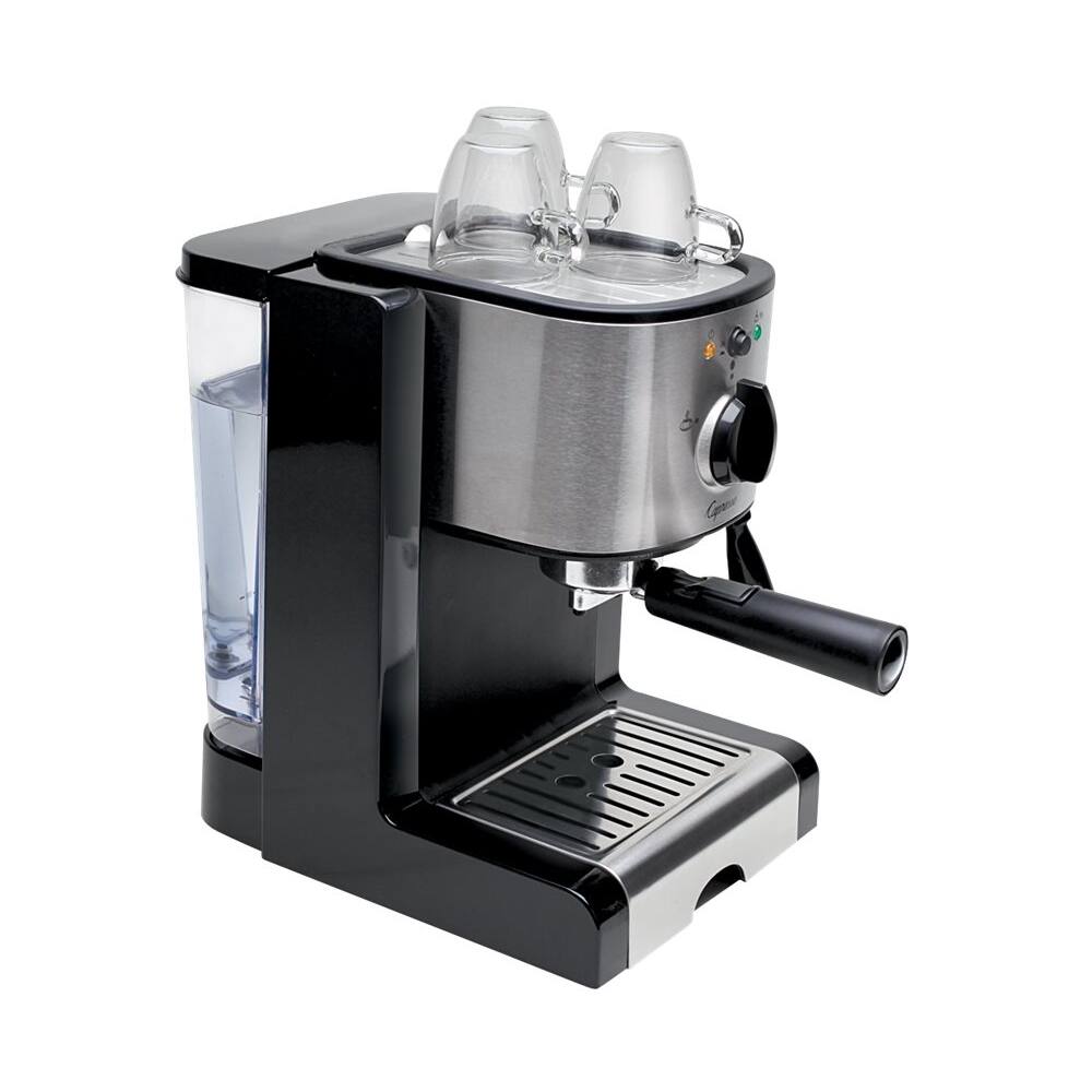Alt View 11. Capresso - EC100 Espresso Machine with 15 bars of pressure, Milk Frother and Thermoblock heating system - Black/Stainless Steel.