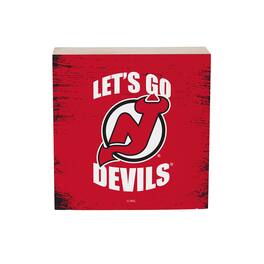 Evergreen Enterprises - New Jersey Devils 6" Square Fan Chant Wood Block Shelf Sign - Multicolor