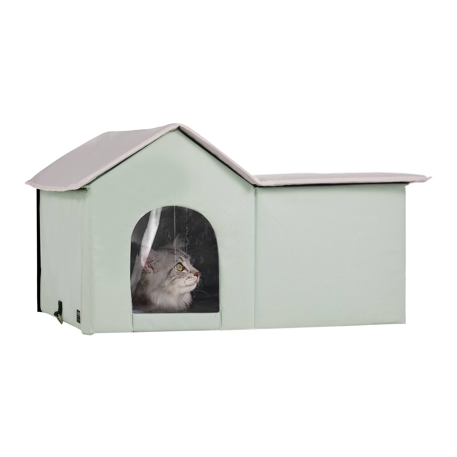 VEVOR - Heated Cat House, Outdoor Kitty Shelter with Adjustable Temperature and Timer, 600D Oxford Cloth Foldable Cat Shelter