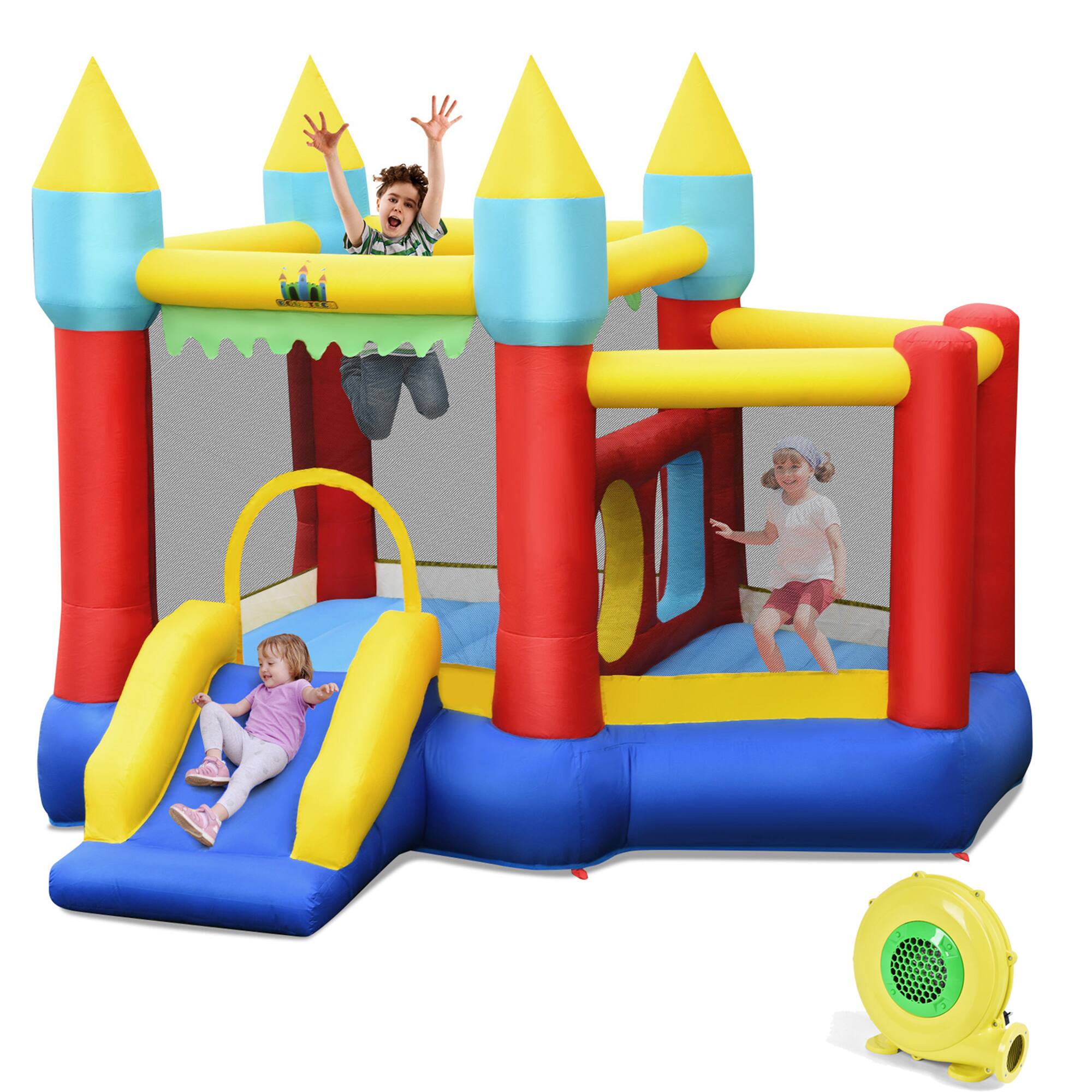 Gymax - Inflatable Bounce House Slide Jumping Castle w/ Tunnels Ball Pit & 480W Blower