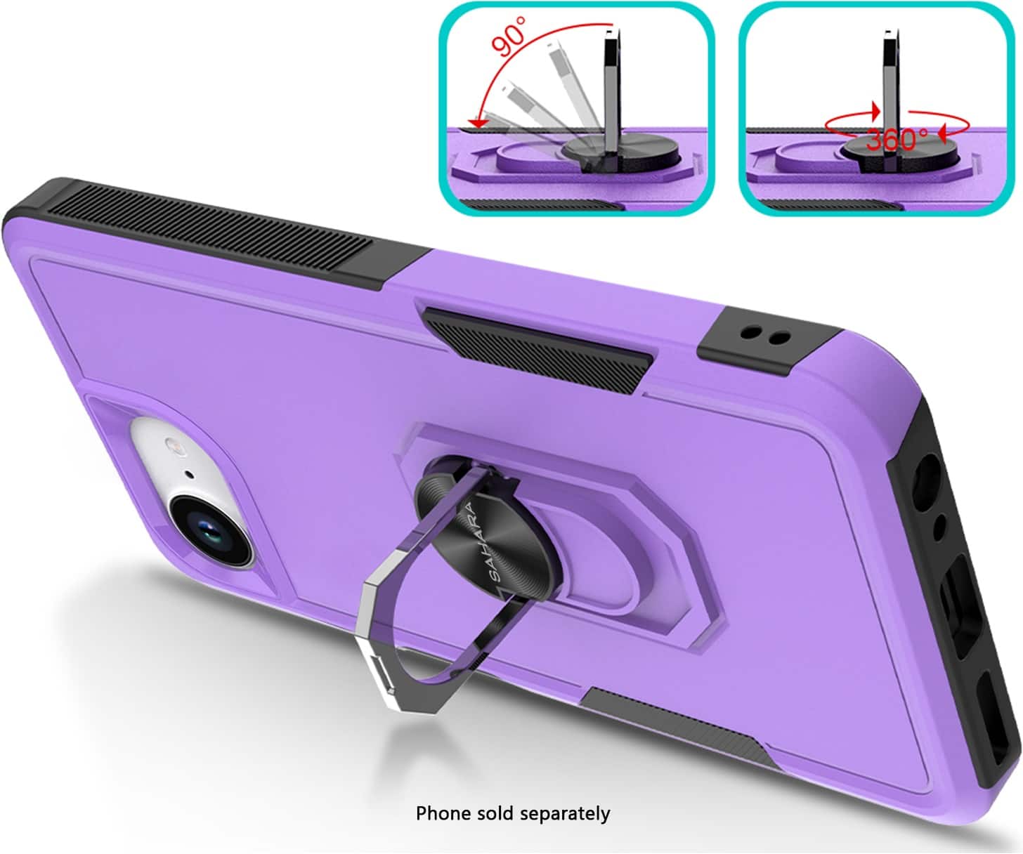 The text on the image reads "90 degrees 360 degrees SAHARA Phone sold separately."