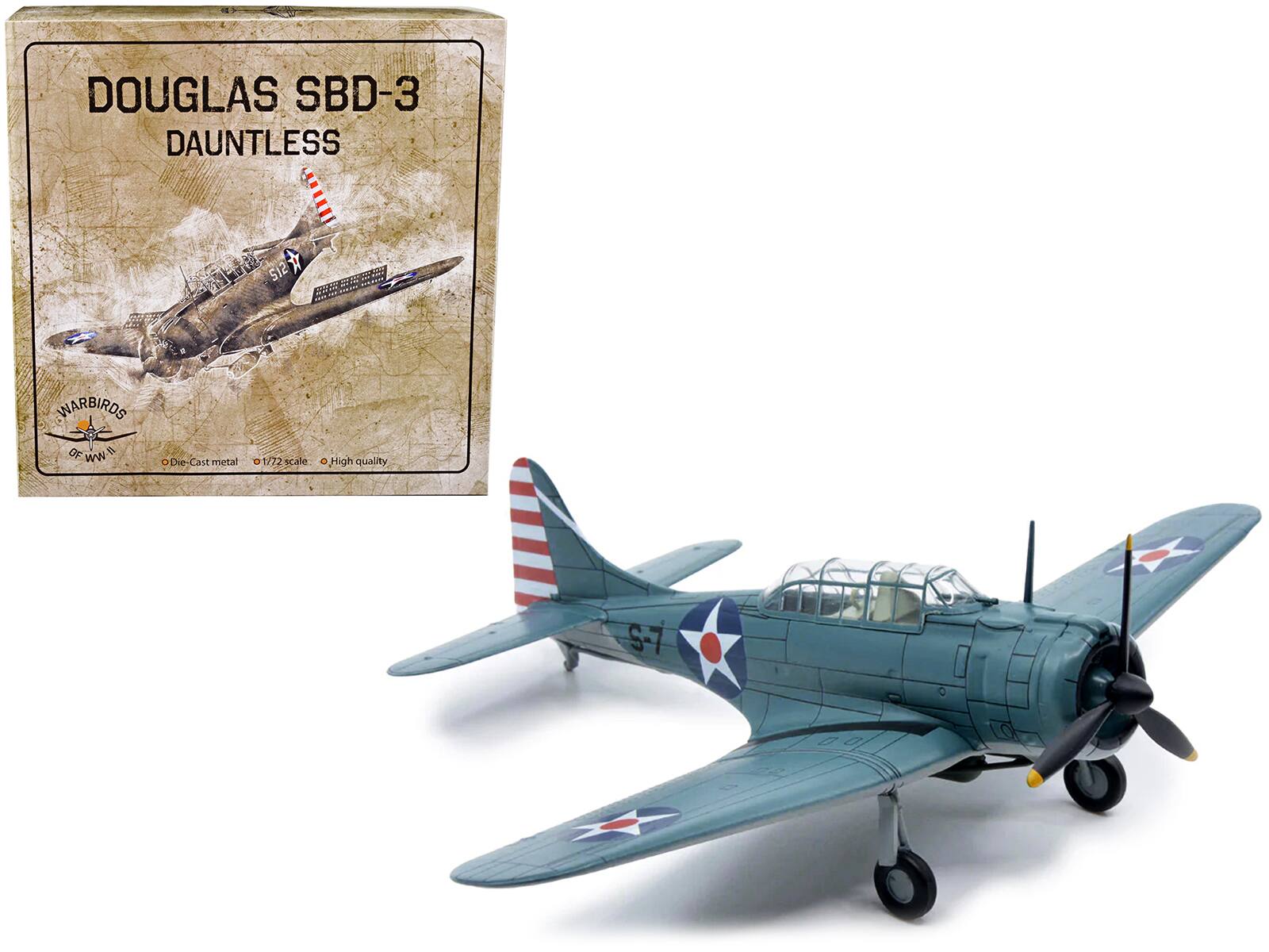 DOUGLAS SBD-3  
DAUNTLESS  

WARBIRDS OF WW II  

Die-Cast metal  
1/72 scale  
High quality  

S-7
